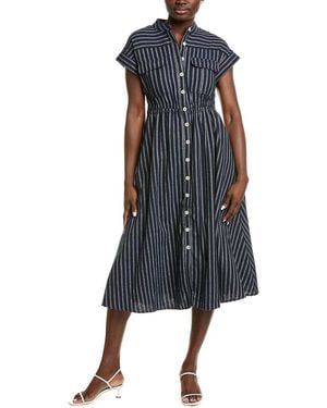 Gracia Linen-Blend A-Line Dress - Blue