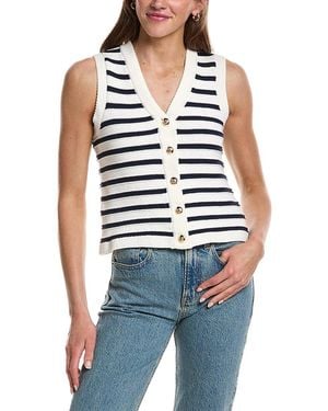 Design History Striped V-Neck Tank Top - Blue