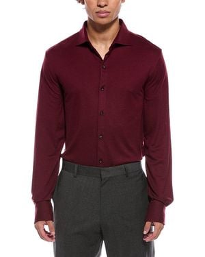 Isaia Jersey Wool Sport Shirt - Red