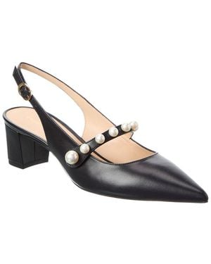 Stuart Weitzman Pia Mary Jane Leather Slingback Pump - Blue