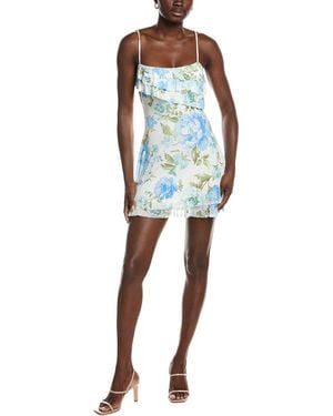 Marion Floral Print Mesh Mini Dress - Blue