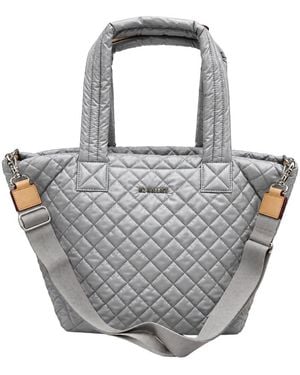 MZ Wallace Medium Metro Nylon & Leather Tote Deluxe - Grey
