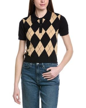 FRAME The Argyle Wool-Blend Polo Sweater - Black