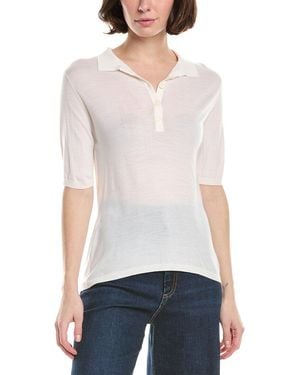 Eleventy Half-Sleeve Wool Polo Shirt - White