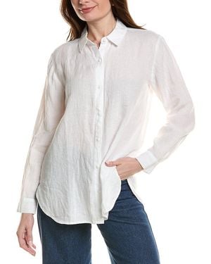 Eileen Fisher Classic Collar Linen Long Shirt - White