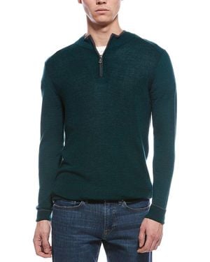 RAFFI English Rib Wool-Blend 1/4-Zip Jumper - Green