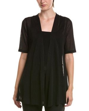 Anne Klein Semi Sheer Short Sleeve Cardigan - Black