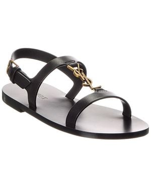 Saint Laurent Cassandre Leather Sandal - Metallic