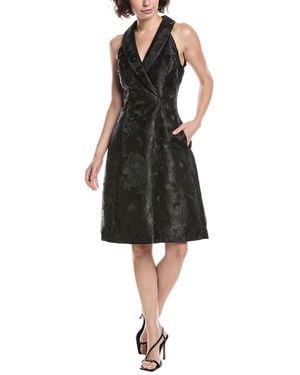 Adrianna Papell Tuxedo Jacquard Dress - Black