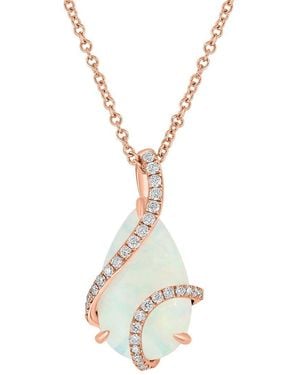 Effy Fine Jewelry 14K Over 2.86 Ct. Tw. Diamond & Opal Necklace - Metallic