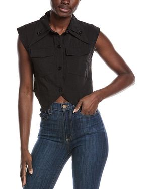 Gracia Open V-Bottom Hem Sleeveless Top - Black