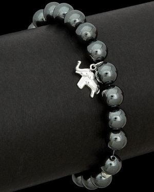 Argento Vivo Hematite Elephant Charm Stretch Bracelet - Black