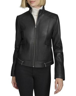 Andrew Marc Rowan Leather Coat - Black