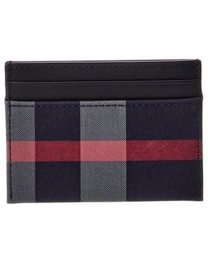 Burberry Check Canvas & Leather Card Holder - Black