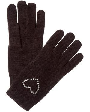 Portolano Crystal Stones Heart Cashmere & Wool-Blend Gloves - Brown