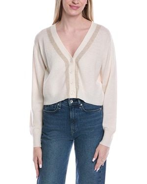 Brodie Cashmere Lurex Trim Wool & Cashmere-Blend Cardigan - Blue