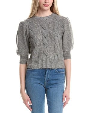 Autumn Cashmere Puff Sleeve Cable Cashmere & Wool-Blend Jumper - Grey