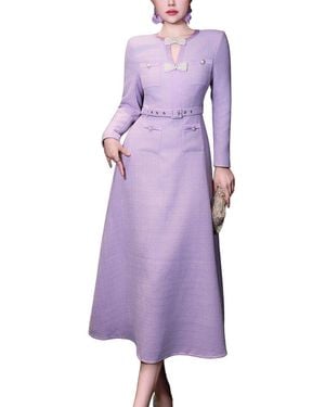 BURRYCO Long Sleeve Solid Midi Dress - Purple
