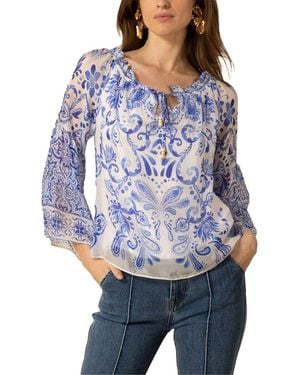 Hale Bob Myra Silk-Blend Blouse - Blue