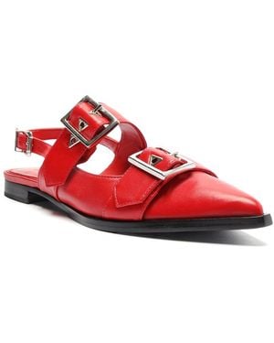 SCHUTZ SHOES Darla Sling Leather Slingback Flat - Red