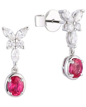 Gregg Ruth 14K 1.26 Ct. Tw. Diamond & Ruby Butterfly Earring - White