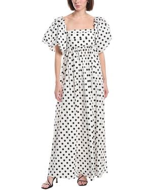 Caroline Constas Emilia Ruched Empire Maxi Dress - White