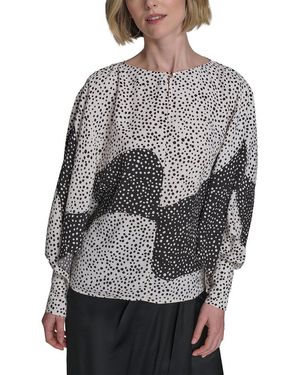 Halston Printed Dolman Blouse - Grey
