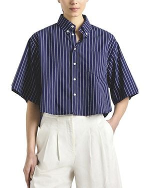 10 Crosby Derek Lam Ember Cropped Button Down Shirt - Blue