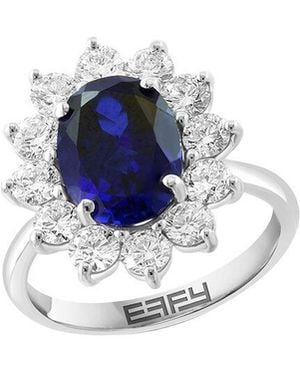 Effy Fine Jewelry 14K 4.86 Ct. Tw. Lab-Grown Diamond & Lab-Grown Sapphire Ring - Blue