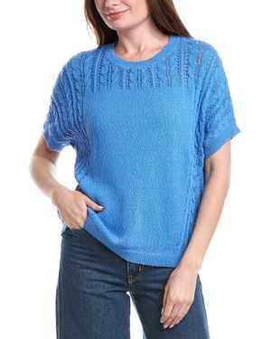 Joseph A Placed Cable Boxy T-Shirt - Blue