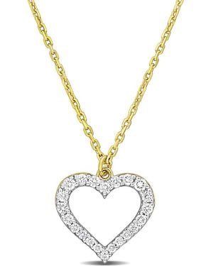 Rina Limor 10k 0.22 Ct. Tw. Diamond Heart Necklace - Metallic