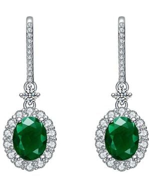 Rachel Glauber Diamond Cz Dangle Earrings - Green