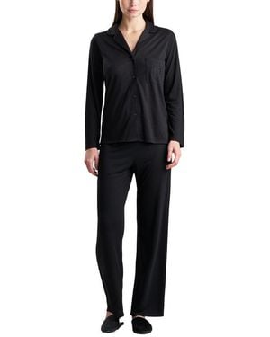 Natori Embroidered Shangri La Notch Pj Set - Black