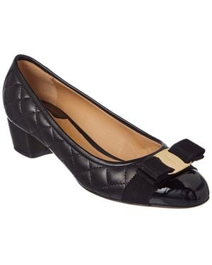 Ferragamo Quilted Vara Court Shoes - Black