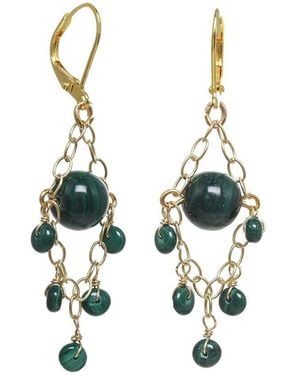 Rachel Reinhardt Jewelry 14K Over Malachite Chandelier Earrings - White