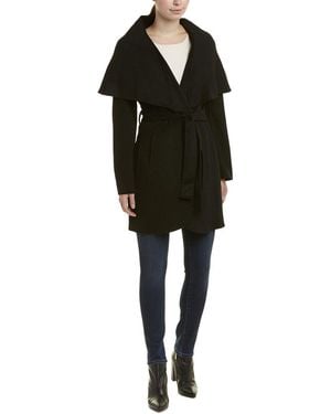 Tahari Maria Belted Wool-Blend Coat - Black