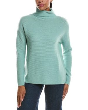 Forte Textured Slouchy Funnel Neck 100% Cashmere Jumper - Green