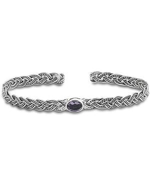 Samuel B. Silver 0.80 Ct. Tw. Amethyst Rope Design Bangle Bracelet - White