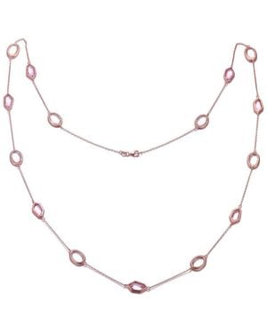 Genevive Jewelry 14k Rose Gold Vermeil Cz Necklace - Natural