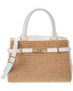 Persaman New York Kate Straw & Leather Satchel - Natural