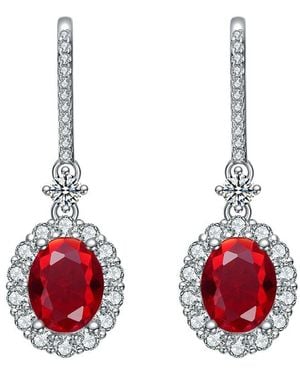 Rachel Glauber Diamond Cz Dangle Earrings - Red