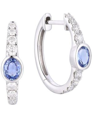Gregg Ruth 14K 0.89 Ct. Tw. Diamond & Sapphire Huggie Earring - Blue