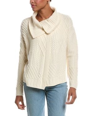 InCashmere Textured Wool & Cashmere-Blend Wrap Sweater - White