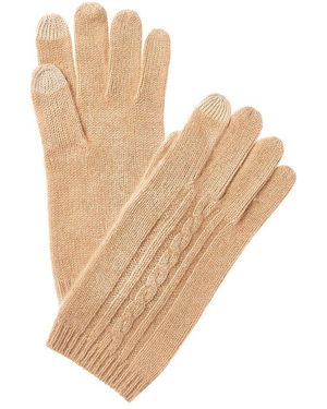 Phenix Placed Cable Touch Tech Cashmere Gloves - White