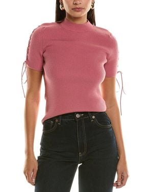 Oscar de la Renta Mock Neck Wool-Blend Shirt - Red