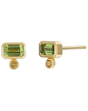 Bony Levy 14K 0.62 Ct. Tw. 2 Citrine And 2 Peridot Stud Earring - White