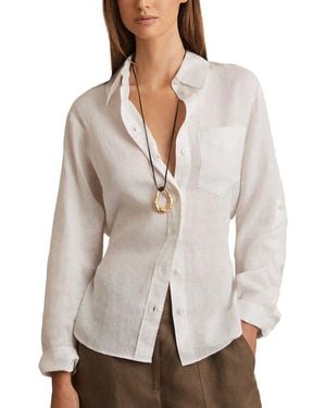 Reiss Leora Linen Top - White