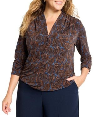 NIC+ZOE Feather Fern Wrap Top - Purple