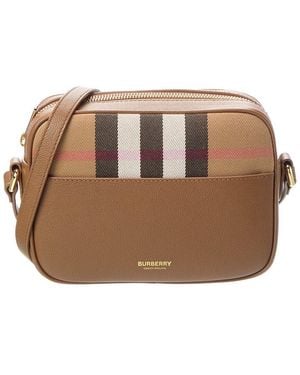 Burberry Small Check Canvas & Leather Camera Bag - Brown
