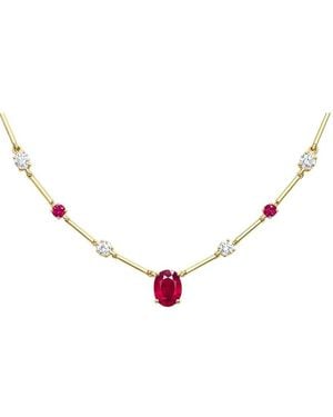 Jewels by Viomo 14K 5.52 Ct. Tw. Diamond & Ruby Necklace - Metallic
